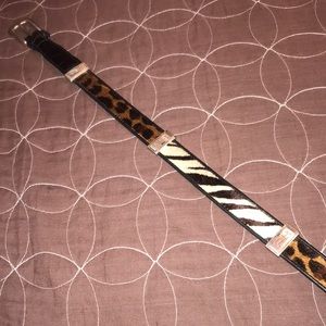 Brighton hair calf leather animal print belt 32